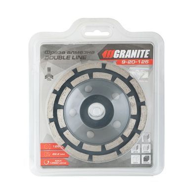 Фреза для каменю GRANITE DOUBLE LINE алмазна торцева 125х22.2 мм 12500 об/хв 9-20-125
