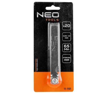 Щупи вимірювальні Neo Tools, набір 20 пластин, 0.05 - 1.0 мм