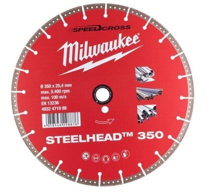 Диск алмазний Speedcross STEELHEAD 350 MILWAUKEE, діаметр 350мм, (метал, нержавійка)
