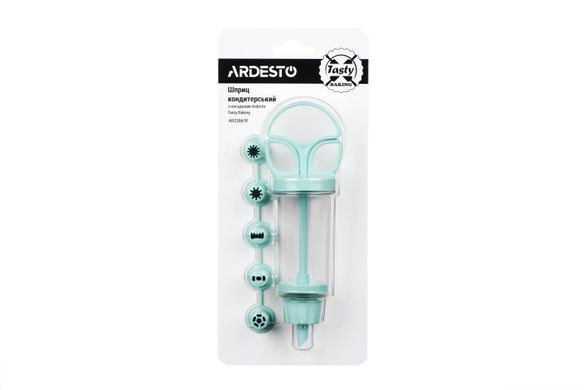 Кондитерский шприц с насадками Ardesto Tasty baking, 19x6.5x4.5см, пластик, голубой