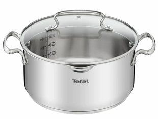 Кастрюля Tefal DUETTO+, 5л, с крышкой, нержавеющая сталь, стекло