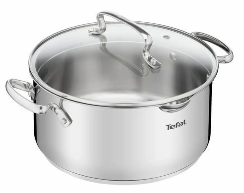 Каструля Tefal DUETTO+, 5л, з кришкою, нержавюча сталь, скло