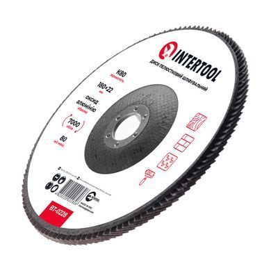 Диск шліфувальний пелюстковий 180*22 мм, зерно K80 INTERTOOL BT-0228
