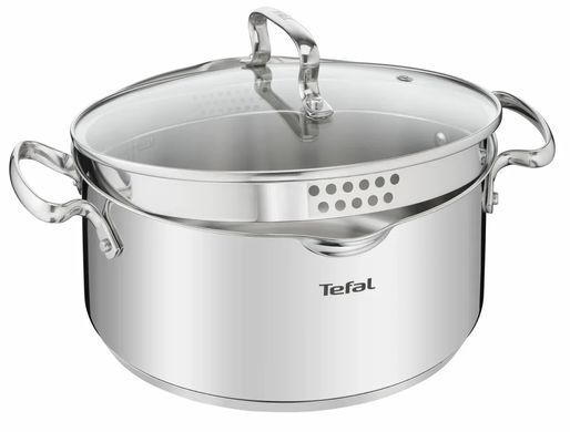 Кастрюля Tefal DUETTO+, 2л, с крышкой, нержавеющая сталь, стекло
