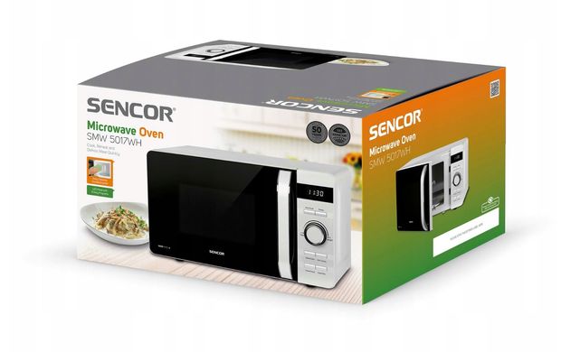 Мікрохвильова піч Sencor, 17л, 800Вт, дисплей, білий
