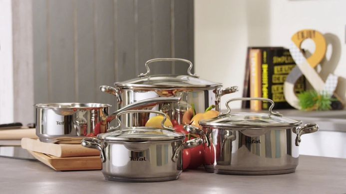 Кастрюля Tefal DUETTO+, 2л, с крышкой, нержавеющая сталь, стекло