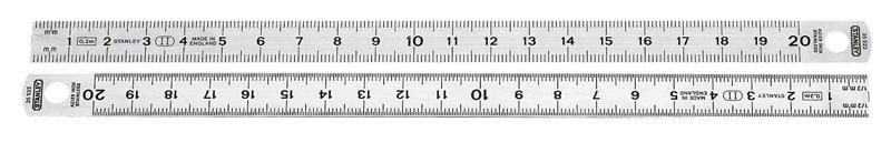 Лінійка з нержавіючої сталі 13х200мм двобічна, з двома метричними шкалами (1-35-522)