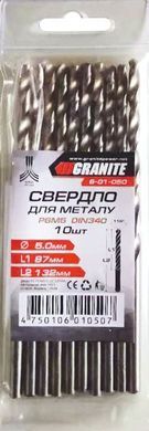 Сверло для металла GRANITE HSS 5.0 мм удлиненное DIN340 белое 6-01-050