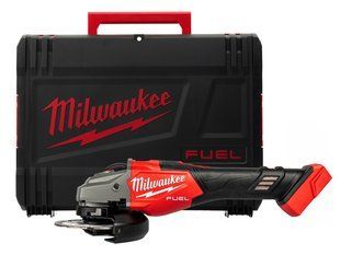 Шлифмашина угловая - болгарка безщеточная аккумуляторная MILWAUKEE, M18 FHSAG125XB2-0X, диаметр 125мм (каркас, антивибрационная боковая рукоять, защитный кожух, зажимная и опорная гайки, пылезащитный экран, HDкейс)