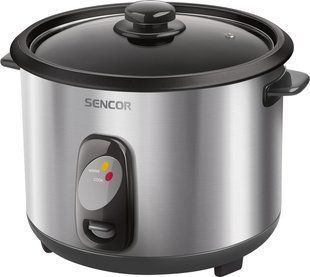 Рисоварка Sencor, 1000Вт, чаша-2,8л, електр. керування , знімна кришка, нерж. сталь, сірий