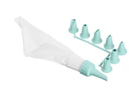 Мешок кондитерский с насадками Ardesto Tasty baking, 26.8x13.4см, пластик, голубой
