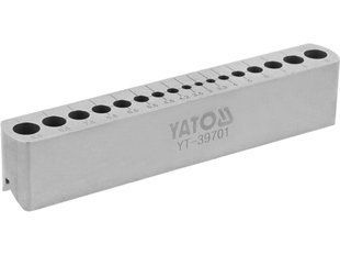 Шаблон направляющий для сверления отверстий YATO 17 отв &Oslash;= 3-9,5 мм, корпус из высоко углерод. стали (HCS)