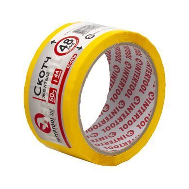 Скотч жовтий 48 мм * 50 м * 44 мкм INTERTOOL KT-0916