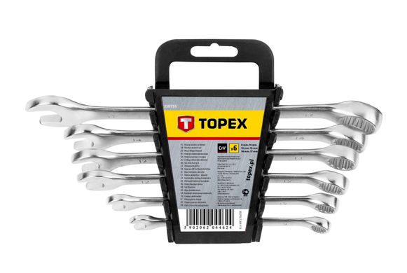 Ключі гайкові TOPEX, набір 6 од., комбіновані, 8-17 мм, CrV