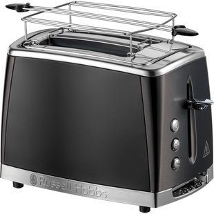 Тостер Russell Hobbs Matte Black 2 Slice, 1550Вт, нержавіюча сталь, підігрів, розморозка, чорний