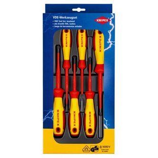 Набір діелектричних викруток із завуженим робочим кінцем KNIPEX 00 20 12 V04, шліц/Phillips/Pozidri
