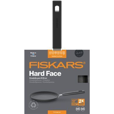 Сковорода Fiskars Hard Face для блинов, 22см, покрытие Hardtec Superior, алюм., индукция, черный
