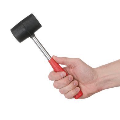 Киянка резиновая 340 г, 55 мм, черная резина, метал. ручка INTERTOOL HT-0229