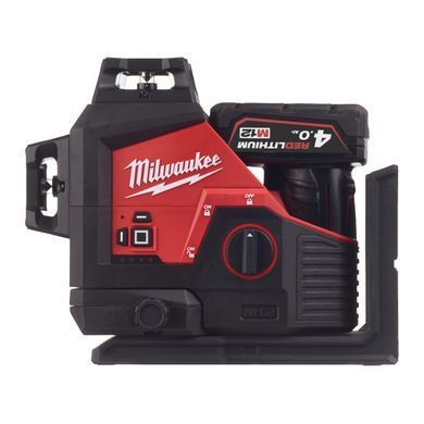 Нівелір лазерний 3D акумуляторний MILWAUKEE, M12 3PL-401C (360 градусів, зелений промінь) (зарядний пристрій С12 С, 1 акумулятор