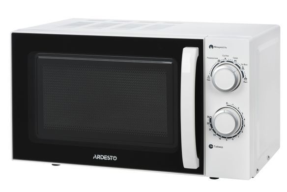 Микроволновая печь ARDESTO, 20л, мех.управл., 700Вт, откр.ручкой, белый
