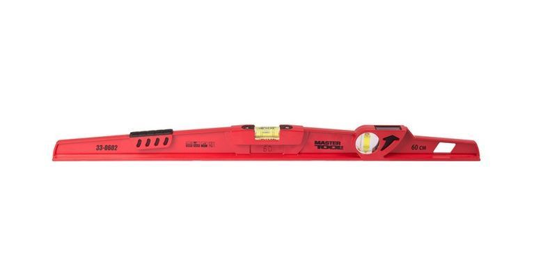 Уровень каменщика ударный MASTERTOOL 60 см с зеркальцем 2 капсулы 0.5 мм/м 33-0602