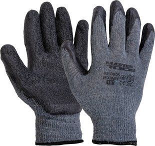 Перчатки хлопковые утепленные MASTERTOOL CRINKLE LATEX COTTON латексное покрытие ладони 10,5" подвес серо-черны 83-0605