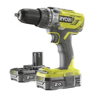 Шуруповерт-дриль Ryobi ONE+ R18PD3-220S 18В, ударний, 50Нм, 2-шв, 2х2.0 Аг,сумка