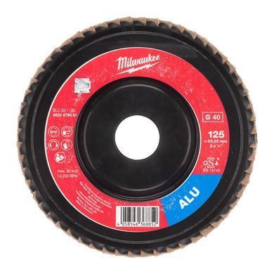 Диск лепестковый MILWAUKEE SLC50/125G40 Aluminium, диаметр 125 мм/зерно 40