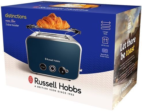Тостер Russell Hobbs Distinctions 2-Slice, 1670Вт, пластик, підігрів, розморозка, синій