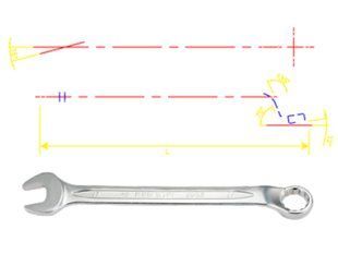 Ключ рожково-накидной с изгибом 45&deg; 14mm