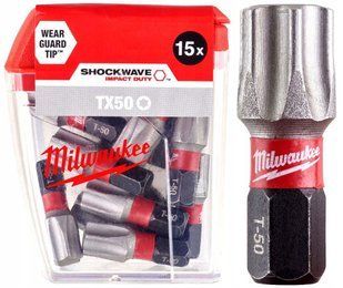 Біта SHOCKWAVE MILWAUKEE, TX50, 25мм, (15шт), пластикова коробка