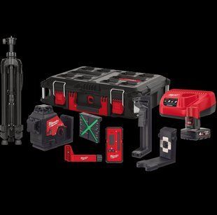 Нівелір лазерний 3D акумуляторний MILWAUKEE, M12 3PLKIT-401P (360 градусів, зелений промінь) (заміна на 4933499379)