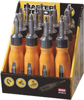Викрутка MASTERTOOL з тріскачкою + 12 насадок 40-0518