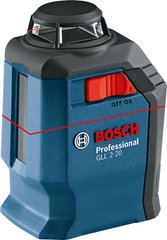 Нивелир лазерный Bosch GLL 2-20+BM3+кейс, 20м, ±0,4 мм/м, IP 54