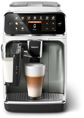 Кавомашина Philips Series 4300, 1.8л, зерно+мелена, автомат.капуч, аторец.-8, білий