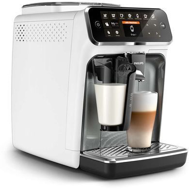 Кавомашина Philips Series 4300, 1.8л, зерно+мелена, автомат.капуч, аторец.-8, білий