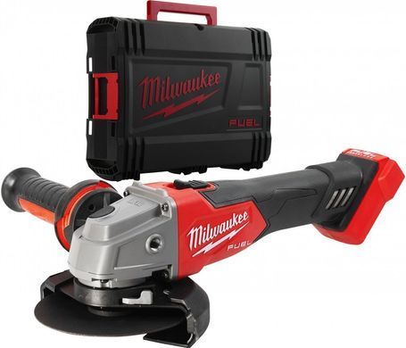 Шлифмашина угловая - болгарка безщеточная аккумуляторная MILWAUKEE, M18 FSAG125X-0X, диаметр 125мм (каркас, антивибрационная боковая рукоятка, защитный кожух, ключ, зажимная и опорная гайки, пылезащитный экран, HDкейс)