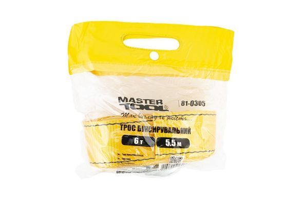 Трос буксирувальний MASTERTOOL 6 т 5.5 м 60 мм поліестер 81-0305