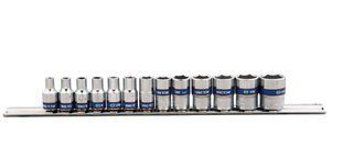 Набір головок 1/4" 13 од. 6-ти грані, (4-14mm) на планці
