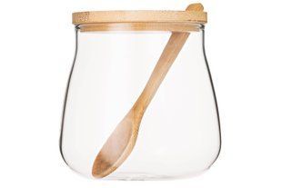 Банка для зберігання Ardesto Midori Sugar, 500мл, скло, бамбук, прозорий