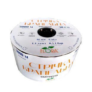 Стрічка крапельна з плоским емітером &Oslash;16мм 10см 6міл 1.38л 1000м FLORA (5076894)