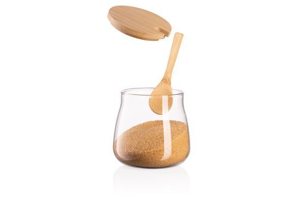 Банка для зберігання Ardesto Midori Sugar, 500мл, скло, бамбук, прозорий