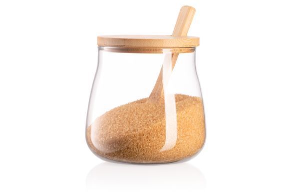 Банка для зберігання Ardesto Midori Sugar, 500мл, скло, бамбук, прозорий