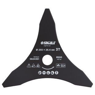 Ніж для тримера &Oslash;255&times;25.4мм 3Т загострений SIGMA (5624351)