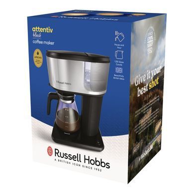 Кавоварка Russell Hobbs Attentiv, 1.25л, мелена, чорно-срібний