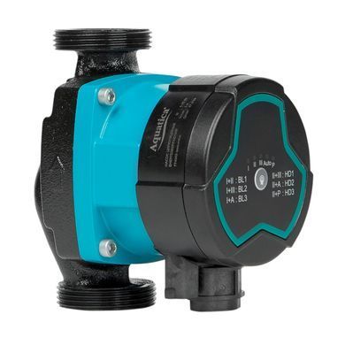 Насос циркуляционный энергосберегающий 5-25Вт Hmax 4м Qmax 47л/мин &Oslash;1&frac12;" 130мм + гайки &Oslash;1" AQUATICA GPA25-4/130 III (774042)