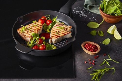 Сковорода Tefal Unlimited гриль, 26см, покриття Titanium Extra, алюм., індукція, Thermo-Spot, чорний