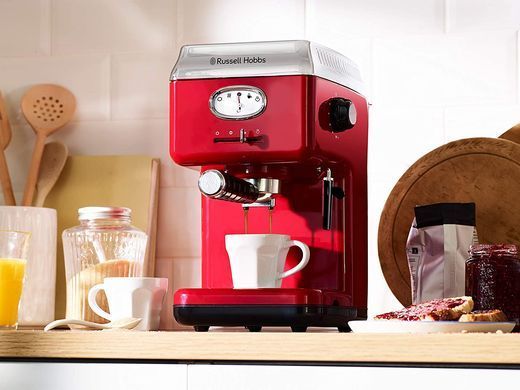 Кавоварка Russell Hobbs рожкова Retro, 1,1л, мелена, капучинатор, червоний